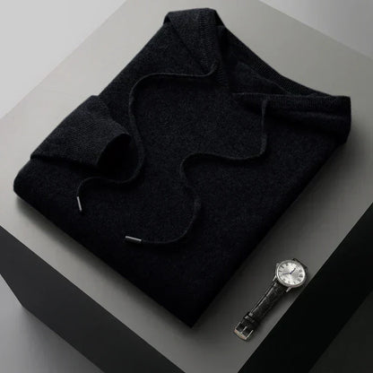 Kapuzenpulli - Einfacher Strickpullover für Männer-Schwarz-S-Chaps Herrenmode