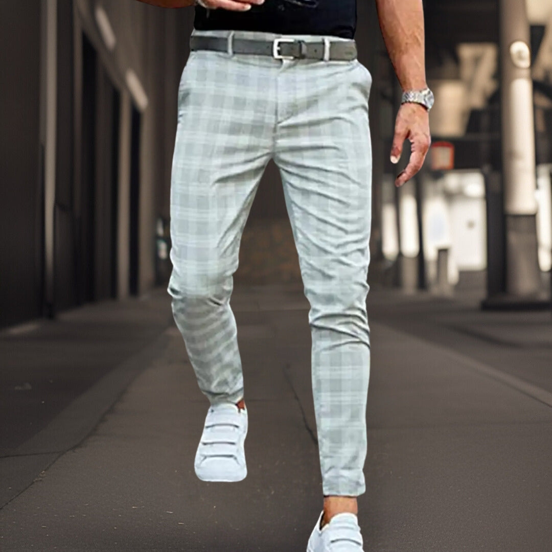 Karierte Hose – Schottenkaro – Slim Fit – Chino – Herrenhose-Hellgrün-S-Chaps Herrenmode