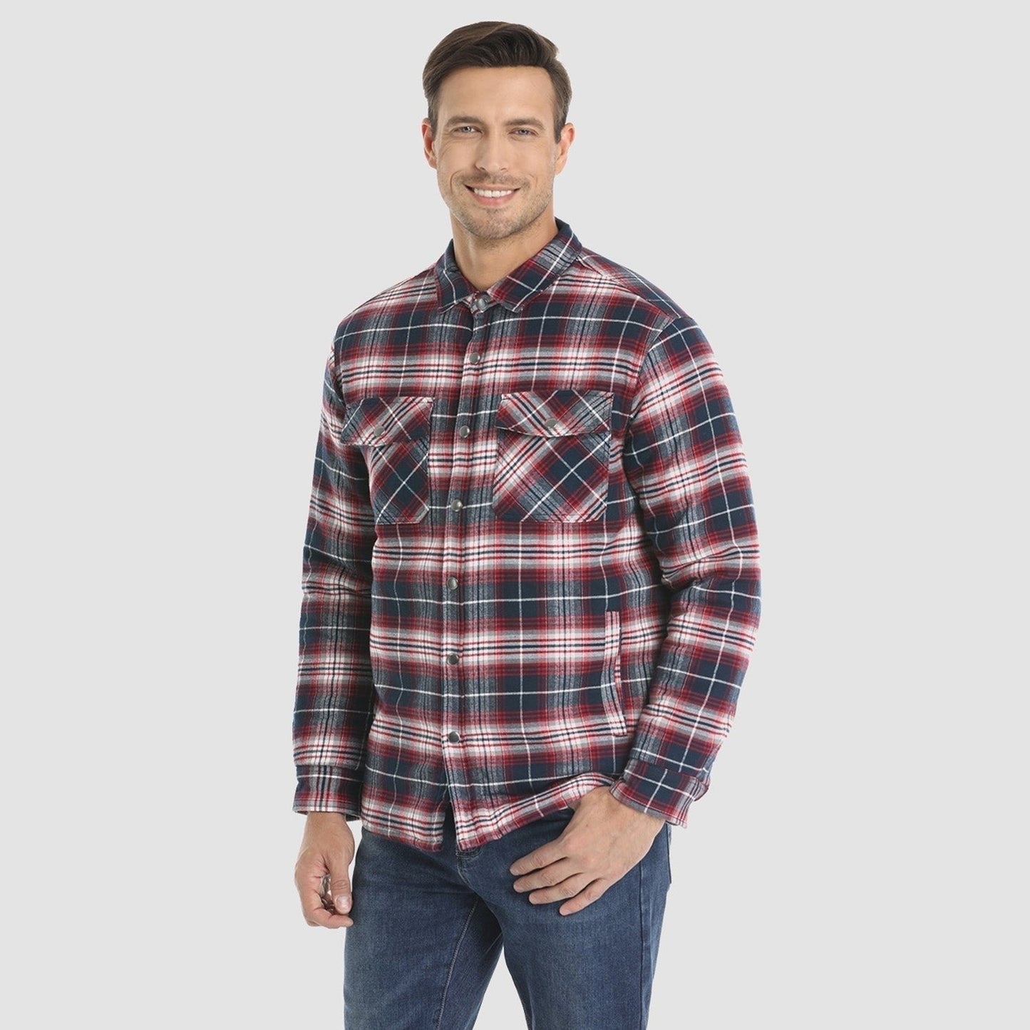 Karierte Jacke | Knopfleiste | Gestepptes Futter | Karierte Jacke | Herrenbekleidung-Chaps Herrenmode