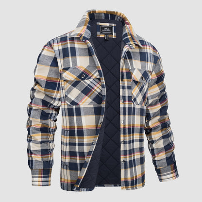 Karierte Jacke | Knopfleiste | Gestepptes Futter | Karierte Jacke | Herrenbekleidung-Gelb-S-Chaps Herrenmode
