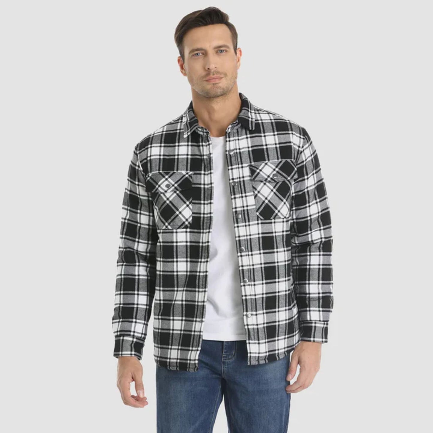 Karierte Jacke | Zugeknöpft | Hemdjacke | Steppjacke | Herrenflanelljacke-Chaps Herrenmode