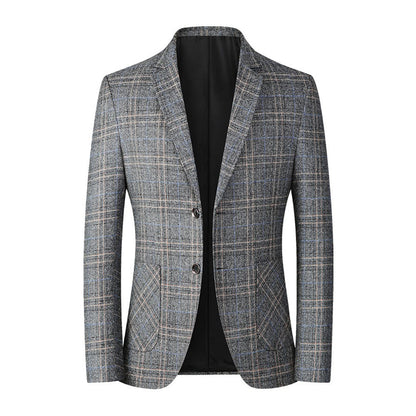 Karierter Blazer - Einreihig - Taschen - Herrenblazer - Anzugblazer-Grau-M-Chaps Herrenmode