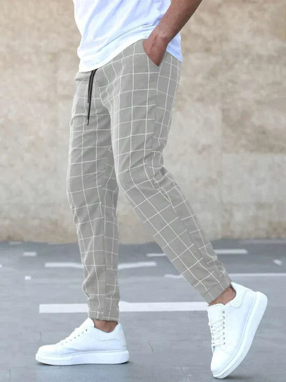 Karohose | Kordelzug | Elastische Knöchelpartie | Jogginghose | Herrenhose-Chaps Herrenmode