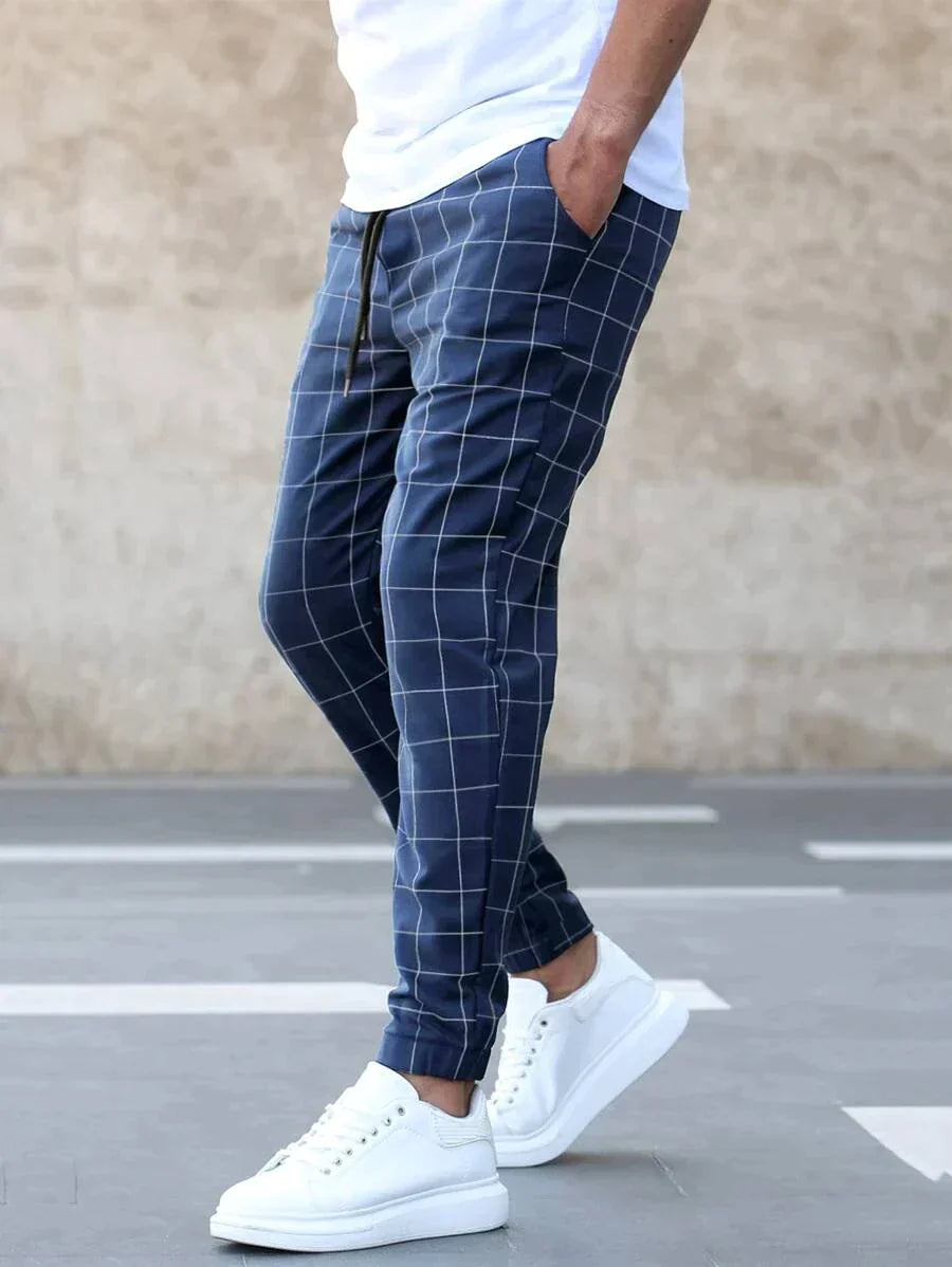 Karohose | Kordelzug | Elastische Knöchelpartie | Jogginghose | Herrenhose-Chaps Herrenmode