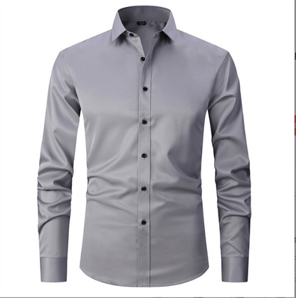 Knopfhemd | Langarm | Schmaler Schnitt | Hemd | Bügelfreies Hemd für Männer-Grau-S-Chaps Herrenmode