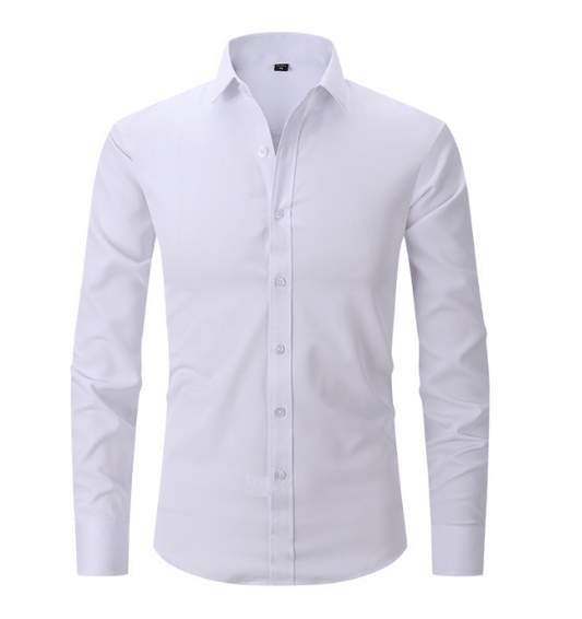 Knopfhemd | Langarm | Schmaler Schnitt | Hemd | Bügelfreies Hemd für Männer-Weiß-S-Chaps Herrenmode