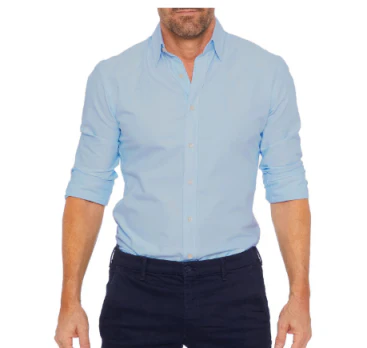 Knopfleiste-Hemd – Herrenhemd mit Kragen, langen Ärmeln und Reißverschluss-Blau-S-Chaps Herrenmode