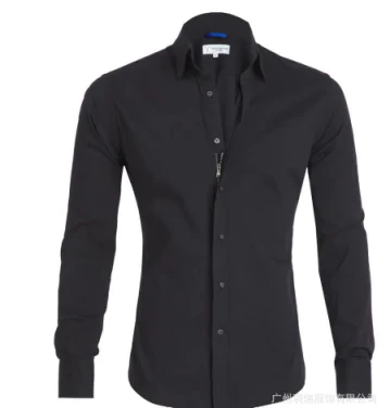 Knopfleiste-Hemd – Herrenhemd mit Kragen, langen Ärmeln und Reißverschluss-Schwarz-S-Chaps Herrenmode