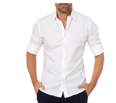 Knopfleiste-Hemd – Herrenhemd mit Kragen, langen Ärmeln und Reißverschluss-Weiß-S-Chaps Herrenmode