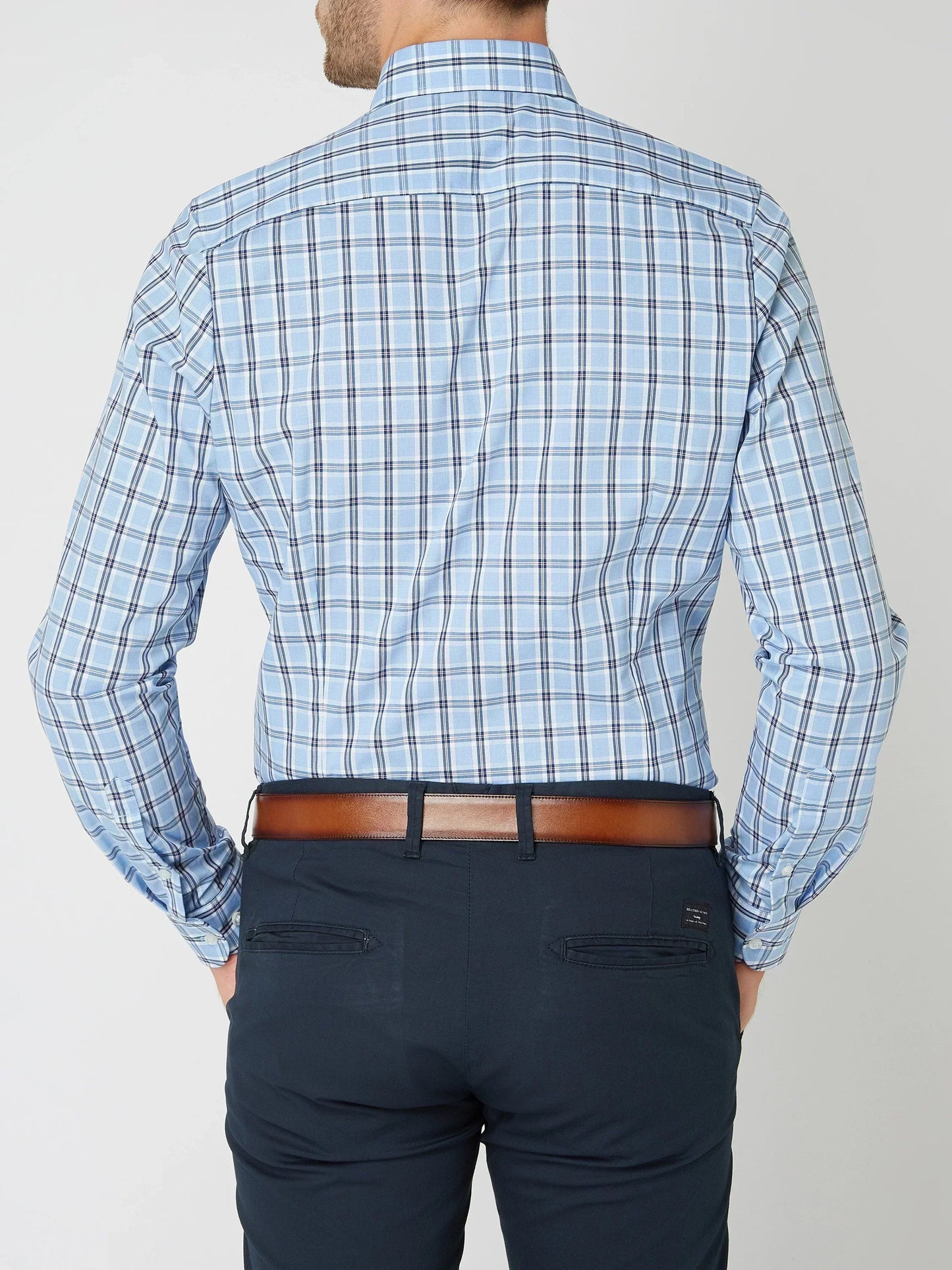 Knopfleiste-Hemd – Herrenhemd mit Kragen und langen Ärmeln mit Karomuster-Chaps Herrenmode