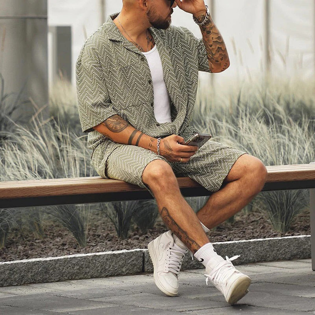 Koordiniertes Set – zweiteilig – Kurzarm – Shorts-Set – Sommerkleidung für Herren-Chaps Herrenmode