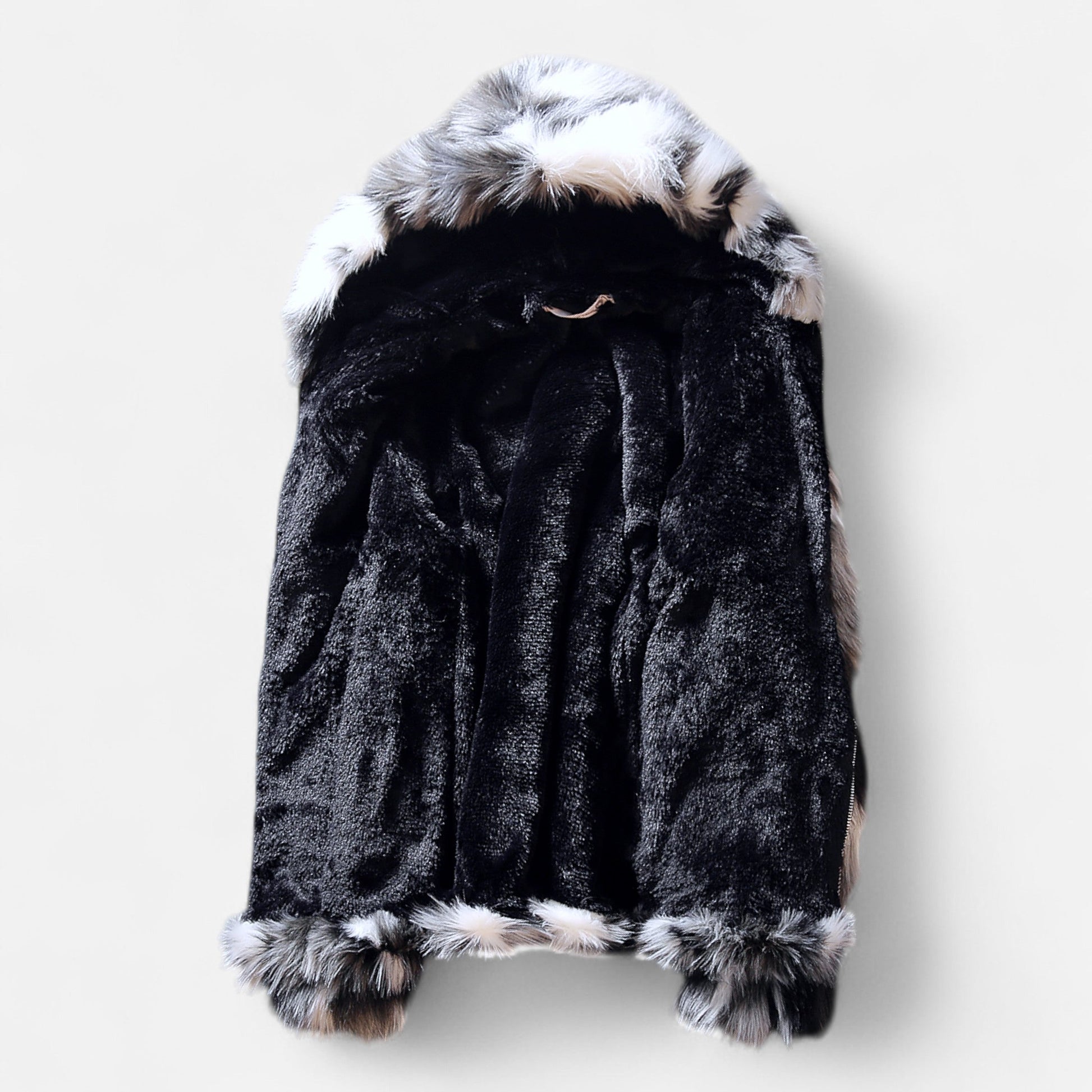 Kunstfelljacke – Herren-Pelzmantel mit Kapuze für den Winter-Chaps Herrenmode