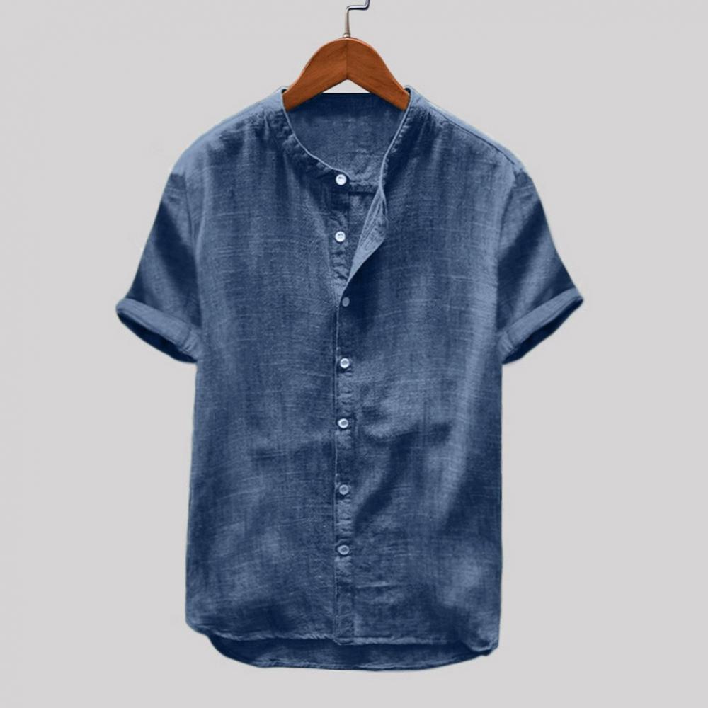 Kurzarmhemd - Leichtes Button-Up Sommerhemd für Männer-Blau-S-Chaps Herrenmode