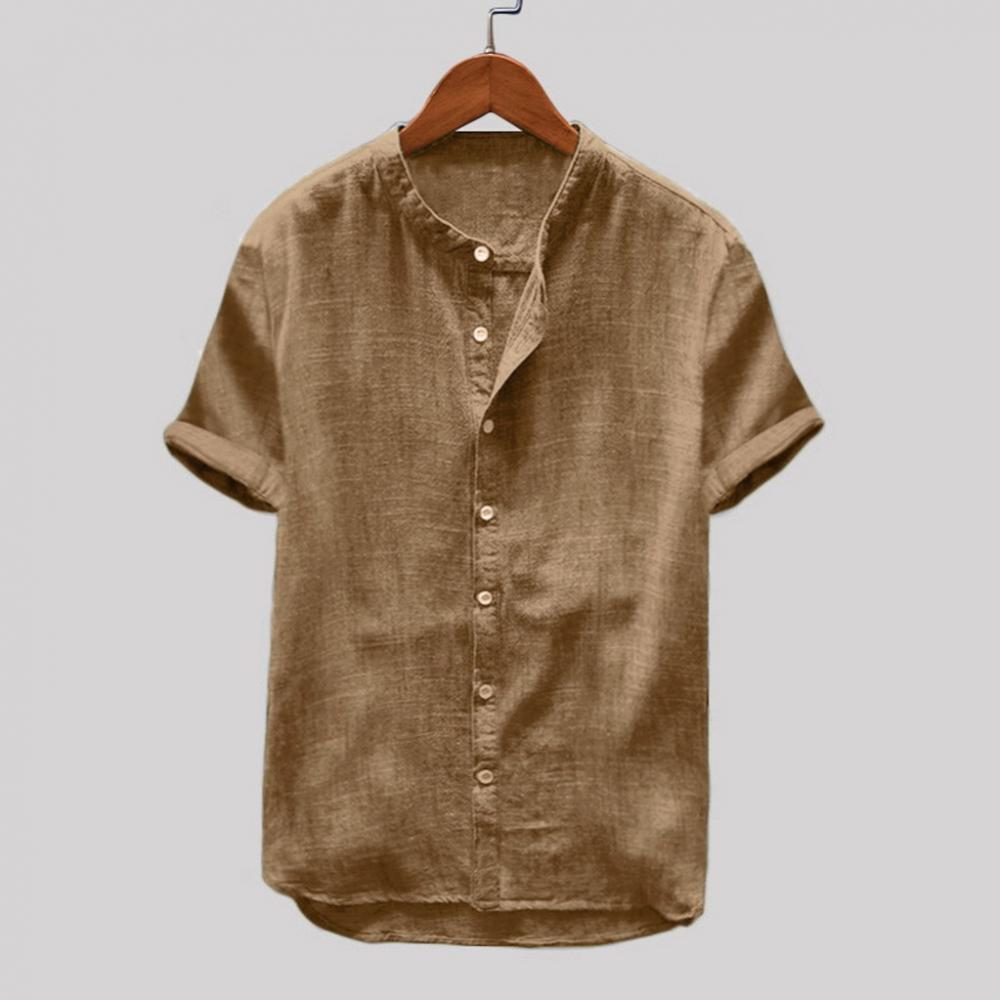 Kurzarmhemd - Leichtes Button-Up Sommerhemd für Männer-Braun-S-Chaps Herrenmode