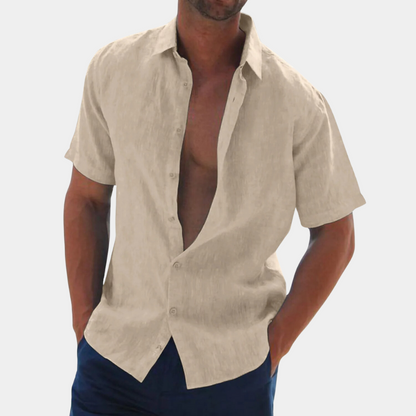Kurzarmhemd - Leichtes Hemd für Männer mit Knöpfen für den Sommer-Khaki-S-Chaps Herrenmode