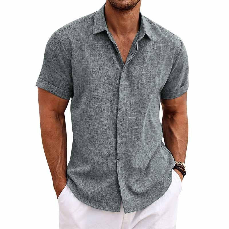 Kurzarmhemd - Leichtgewicht - Umlegekragen - Button-Up Hemd - Herrenhemd-Grau-S-Chaps Herrenmode