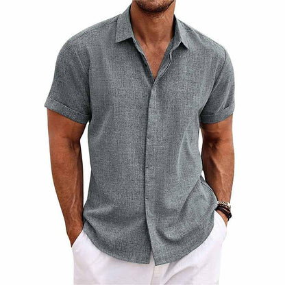 Kurzarmhemd - Leichtgewicht - Umlegekragen - Button-Up Hemd - Herrenhemd-Grau-S-Chaps Herrenmode