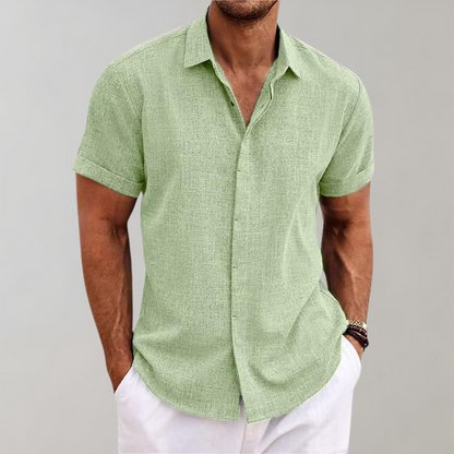 Kurzarmhemd | Leinen | Button-Up | Polohemd | Herrenhemd-Gelb-Grün-S-Chaps Herrenmode