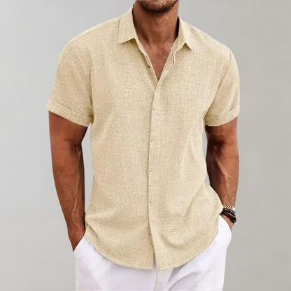 Kurzarmhemd – geknöpft – Sommer – Poloshirt – Herrenhemd-Aprikose-S-Chaps Herrenmode