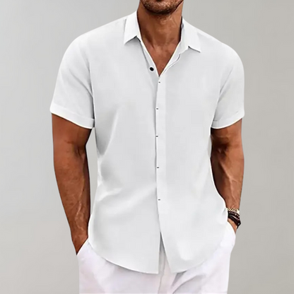 Kurzarmhemd – geknöpft – Sommer – Poloshirt – Herrenhemd-Weiß-S-Chaps Herrenmode
