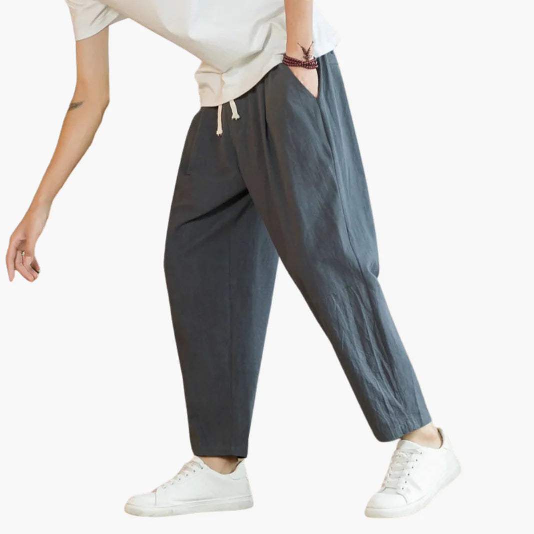Kurze Hosen – Locker sitzend – Leicht – Baggy-Hosen – Herrenhosen-Dunkelgrau-L-Chaps Herrenmode