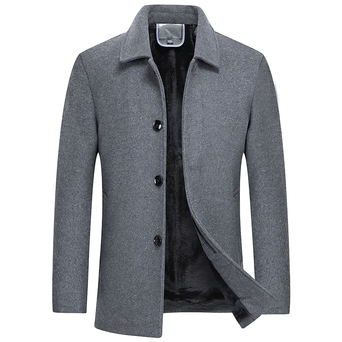 Kurzer Trenchcoat – Einreihig – Maßgeschneidert – Winter-Trenchcoat – Herrenjacke-Grau-M-Chaps Herrenmode