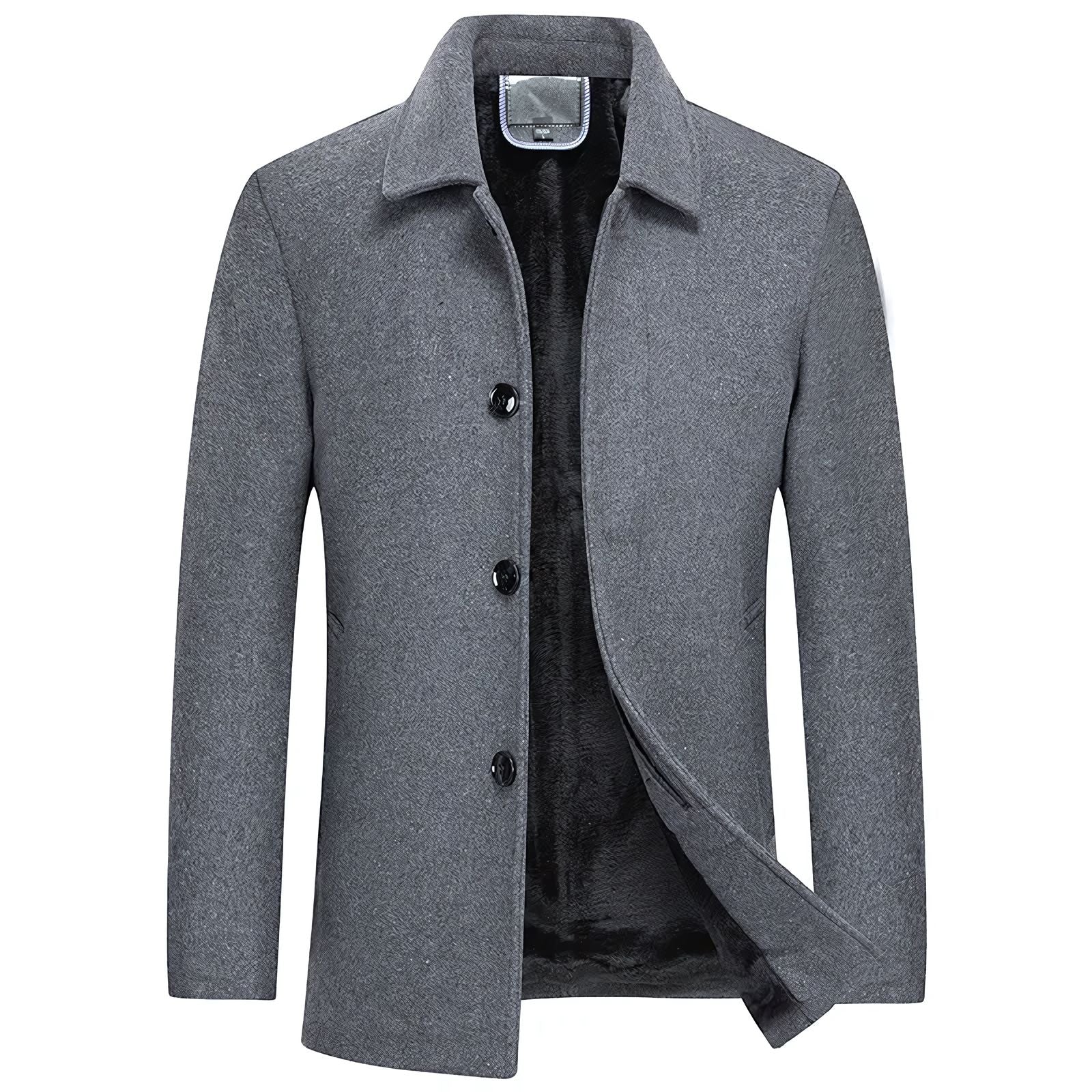 Kurzer Trenchcoat – Einreihig – Maßgeschneidert – Winter-Trenchcoat – Herrenjacke-Grau-M-Chaps Herrenmode