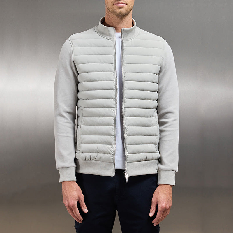 Langarm-Gilet | Reißverschluss | Gefüttert | Sommerjacke | Herrenjacke-Hellgrau-M-Chaps Herrenmode