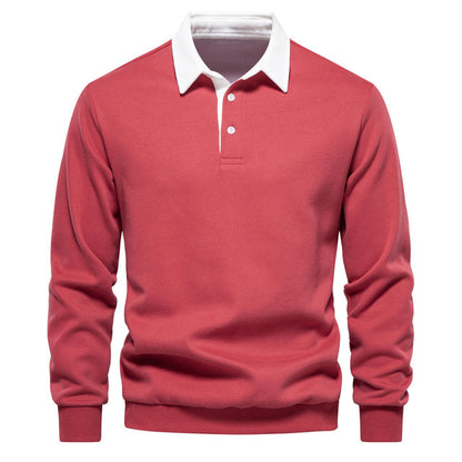 Langarm-Polo | Freizeit | Halbgeknöpft | Pullover-Polo | Herrenbekleidung-Rot-S-Chaps Herrenmode