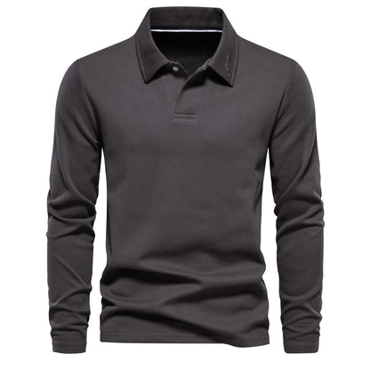Langarm-Polo | Umlegekragen | Pullover | Polohemd | Herrenhemden-Dunkelgrau-S-Chaps Herrenmode