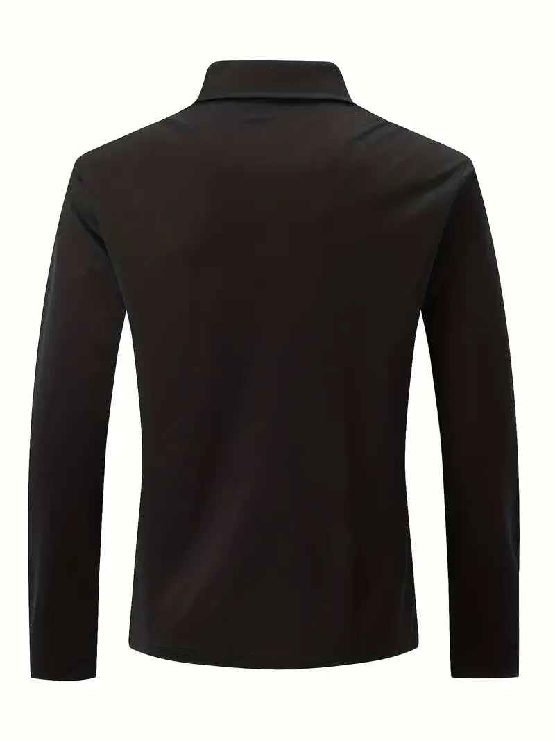 Langarm-Polohemd – Atmungsaktiv – Halbgeknöpft – Polohemd – Herrenhemden-Chaps Herrenmode
