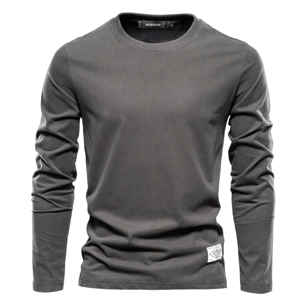 Langarm-T-Shirt – Langarm-Shirt für Männer mit Rundhalsausschnitt und einfarbig-Dunkelgrau-XS-Chaps Herrenmode
