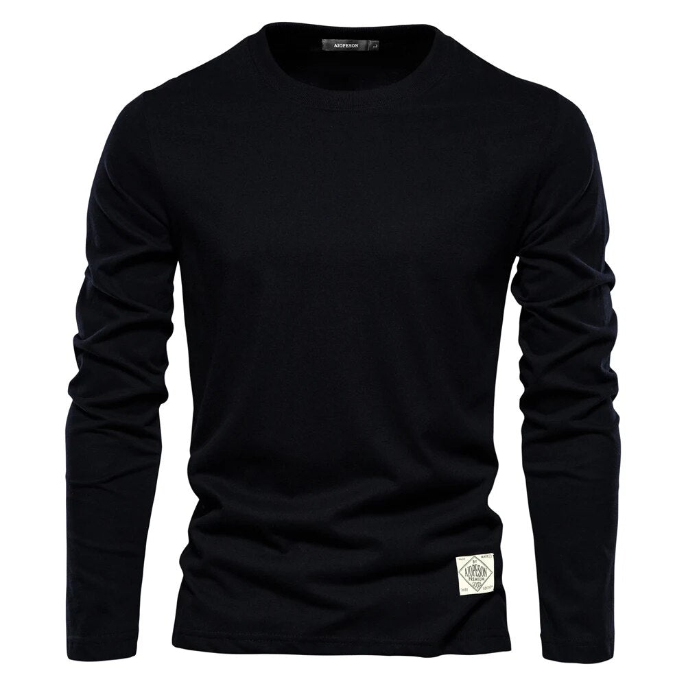 Langarm-T-Shirt – Langarm-Shirt für Männer mit Rundhalsausschnitt und einfarbig-Schwarz-XS-Chaps Herrenmode