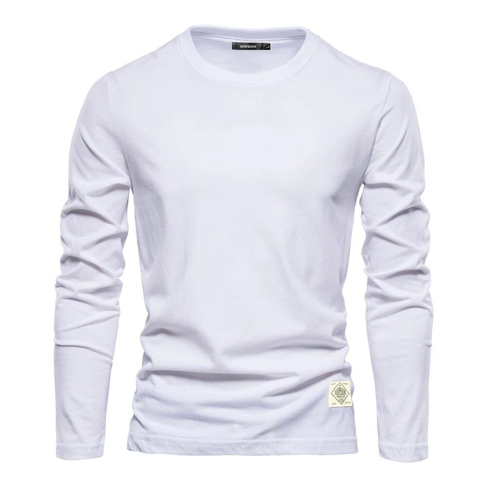 Langarm-T-Shirt – Langarm-Shirt für Männer mit Rundhalsausschnitt und einfarbig-Weiß-XS-Chaps Herrenmode