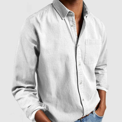 Langarmhemd | Regular Fit | Hemd mit Kragen | Hemd mit Knopfleiste | Herrenhemd-Weiß-S-Chaps Herrenmode