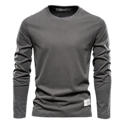 Langarmhemd – Rundhalsausschnitt – Klassisch – Herrenhemd – Herrenbekleidung-Dunkelgrau-S-Chaps Herrenmode