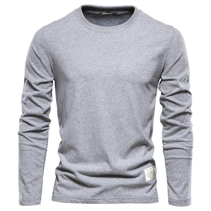 Langarmhemd – Rundhalsausschnitt – Klassisch – Herrenhemd – Herrenbekleidung-Hellgrau-S-Chaps Herrenmode