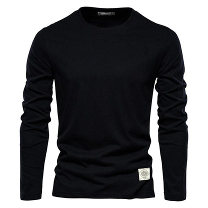 Langarmhemd – Rundhalsausschnitt – Klassisch – Herrenhemd – Herrenbekleidung-Schwarz-S-Chaps Herrenmode