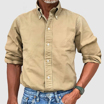 Langärmliges Hemd – Lässig – Mit Kragen – Knopfleiste – Herrenhemden-Khaki-S-Chaps Herrenmode