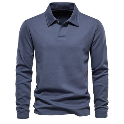 Langärmliges Poloshirt – Klassisches Poloshirt mit Kragen für Männer-Blau-S-Chaps Herrenmode