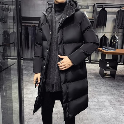 Lange Daunenjacke – Warmer Wintermantel mit Kapuze für Männer-Chaps Herrenmode