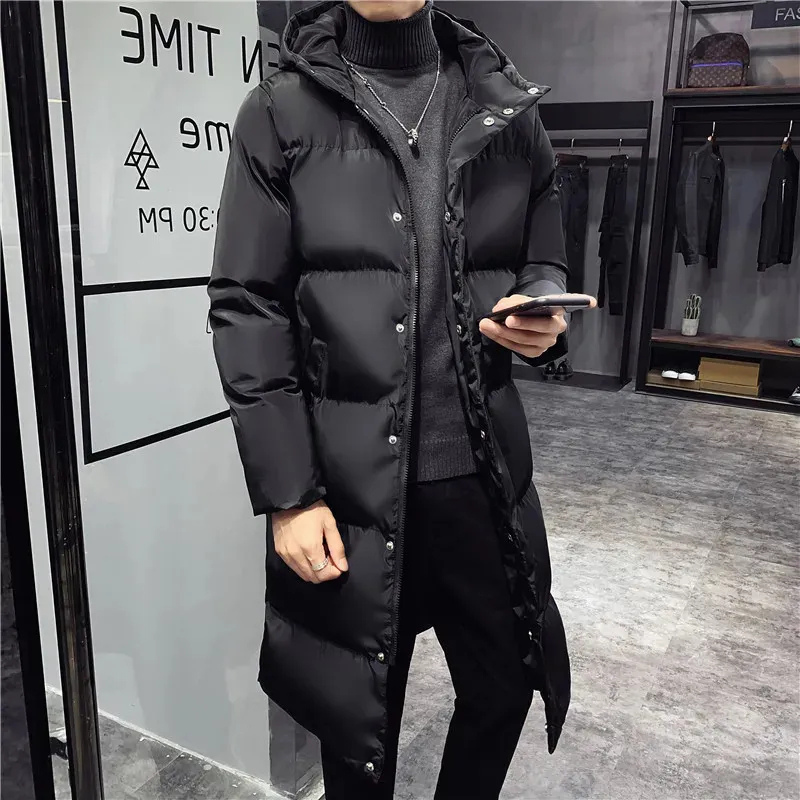 Lange Daunenjacke – Warmer Wintermantel mit Kapuze für Männer-Chaps Herrenmode