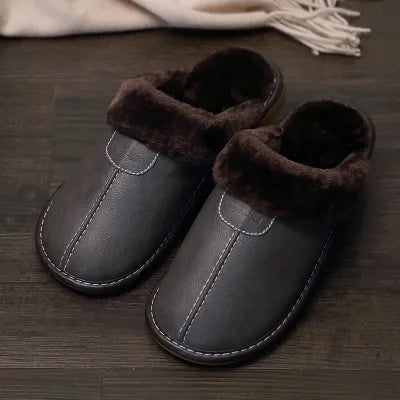 Leder Hausschuhe | Slipper | Winter | Herren Hausschuhe | Hausschuhe Herren-Grau-38-Chaps Herrenmode