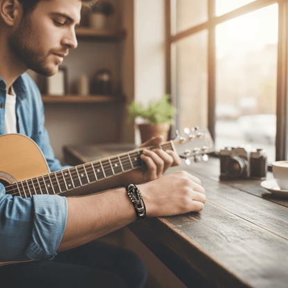 Lederarmband Herren | Gitarrensaiten Design | Verstellbar-Chaps Herrenmode