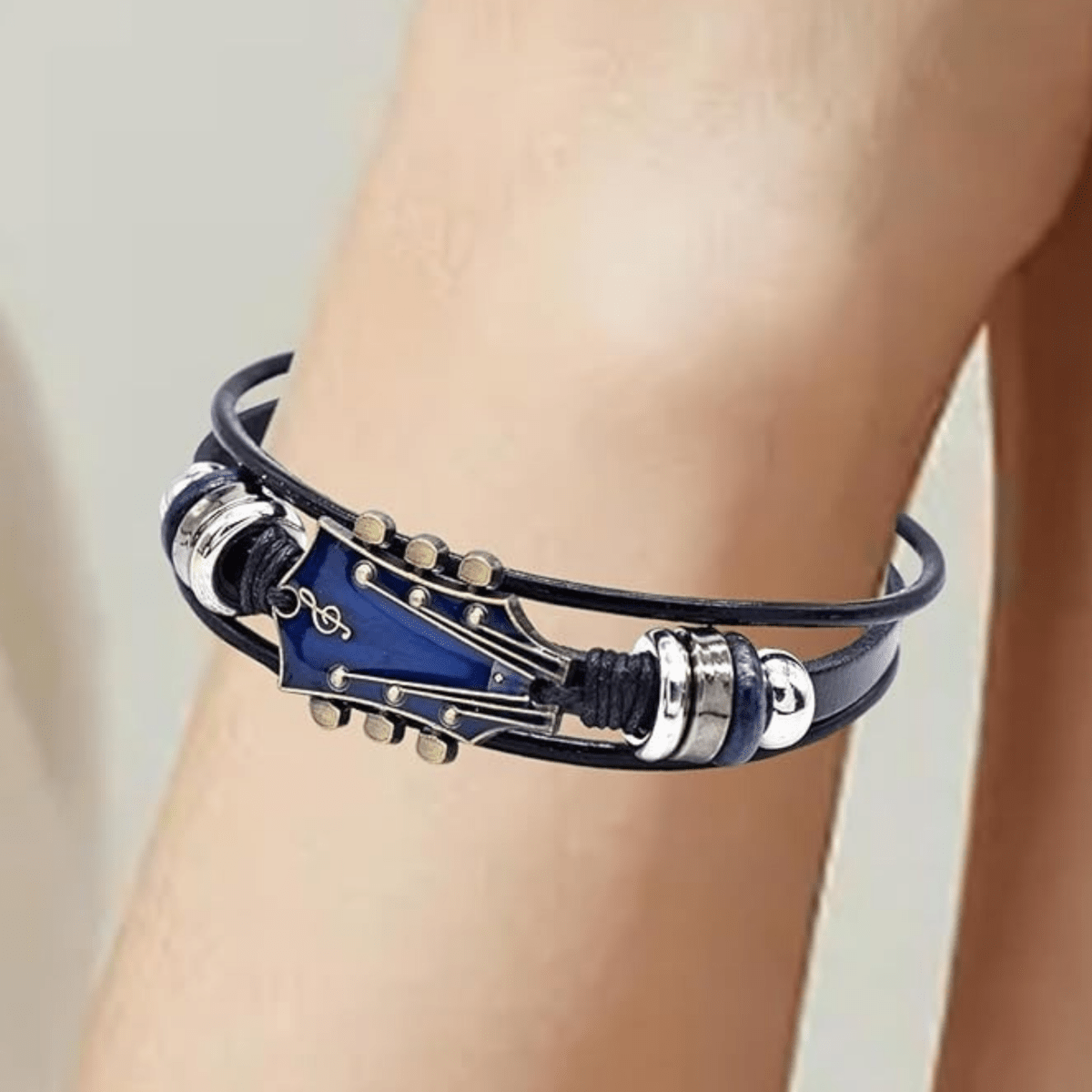 Lederarmband Herren | Gitarrensaiten Design | Verstellbar-Chaps Herrenmode