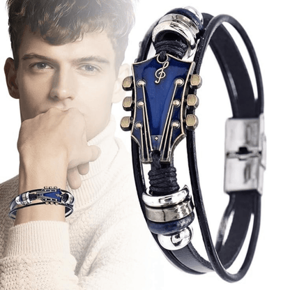Lederarmband Herren | Gitarrensaiten Design | Verstellbar-Chaps Herrenmode