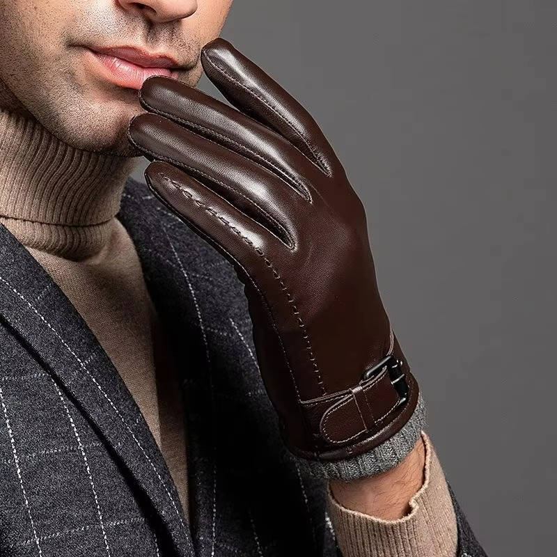 Lederhandschuhe Herren | Lammfell | Touchscreen | Wollfutter-Chaps Herrenmode