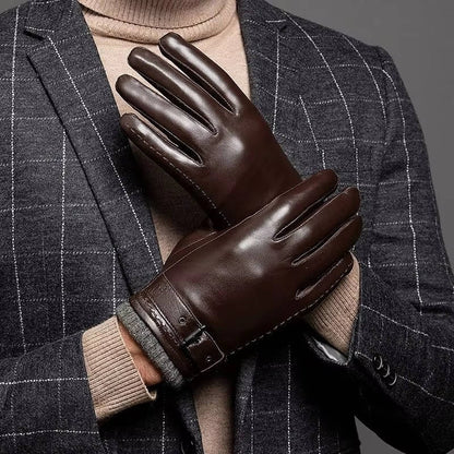 Lederhandschuhe Herren | Lammfell | Touchscreen | Wollfutter-Kaffeebraun-M-Chaps Herrenmode