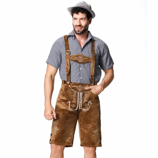 Lederhose Herren - Leder Traditionell Bayerisch Braun Oktoberfest-Braun-M-Chaps Herrenmode