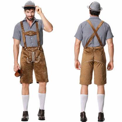 Lederhose Herren - Leder Traditionell Bayerisch Braun Oktoberfest-Chaps Herrenmode